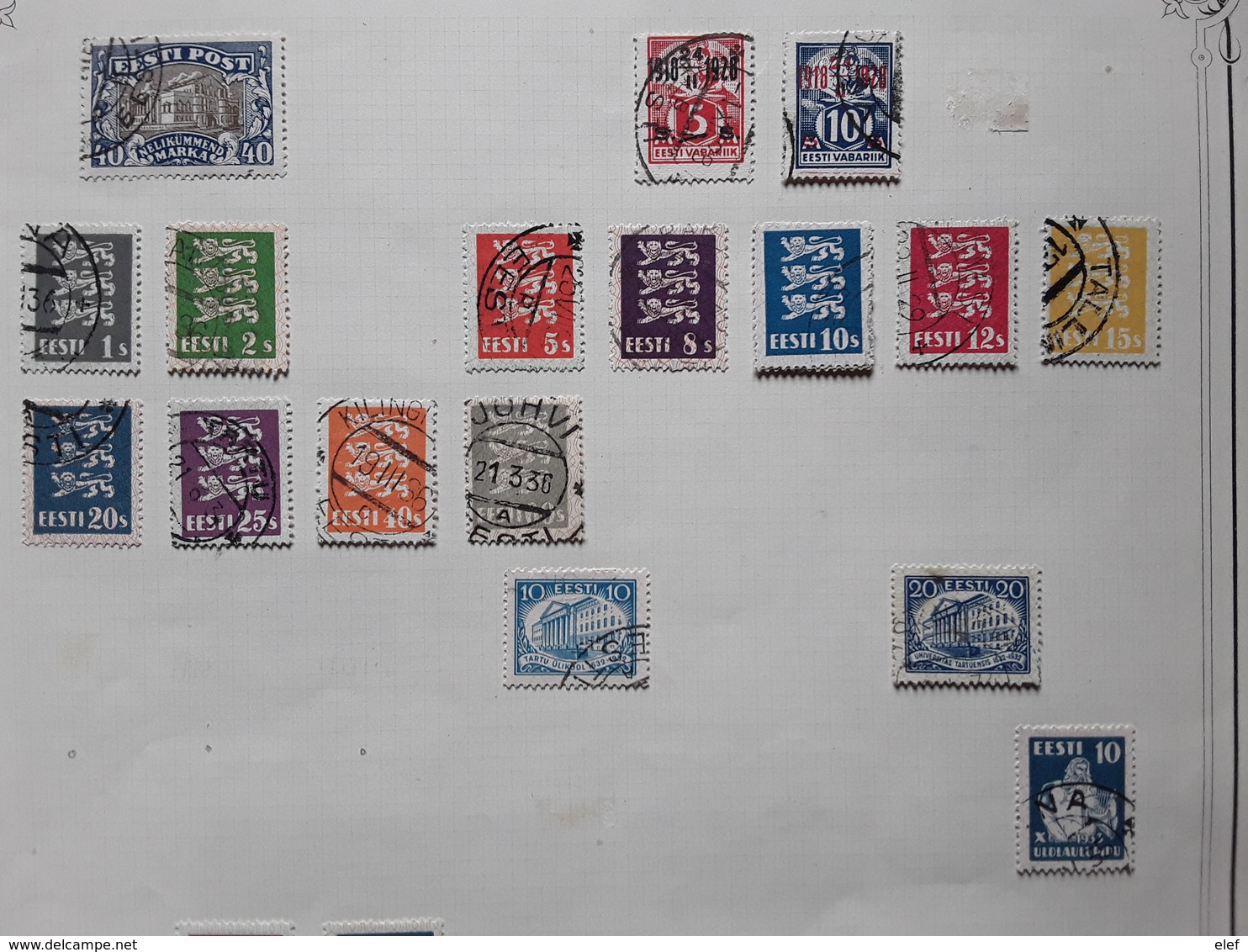 ESTONIE / Estland / Eesti Post, 1918 - 1941, Collection De Timbres Entre No 1 Et 168 Neufs O Sur Page Album,tb Cote 85 E - Estonia