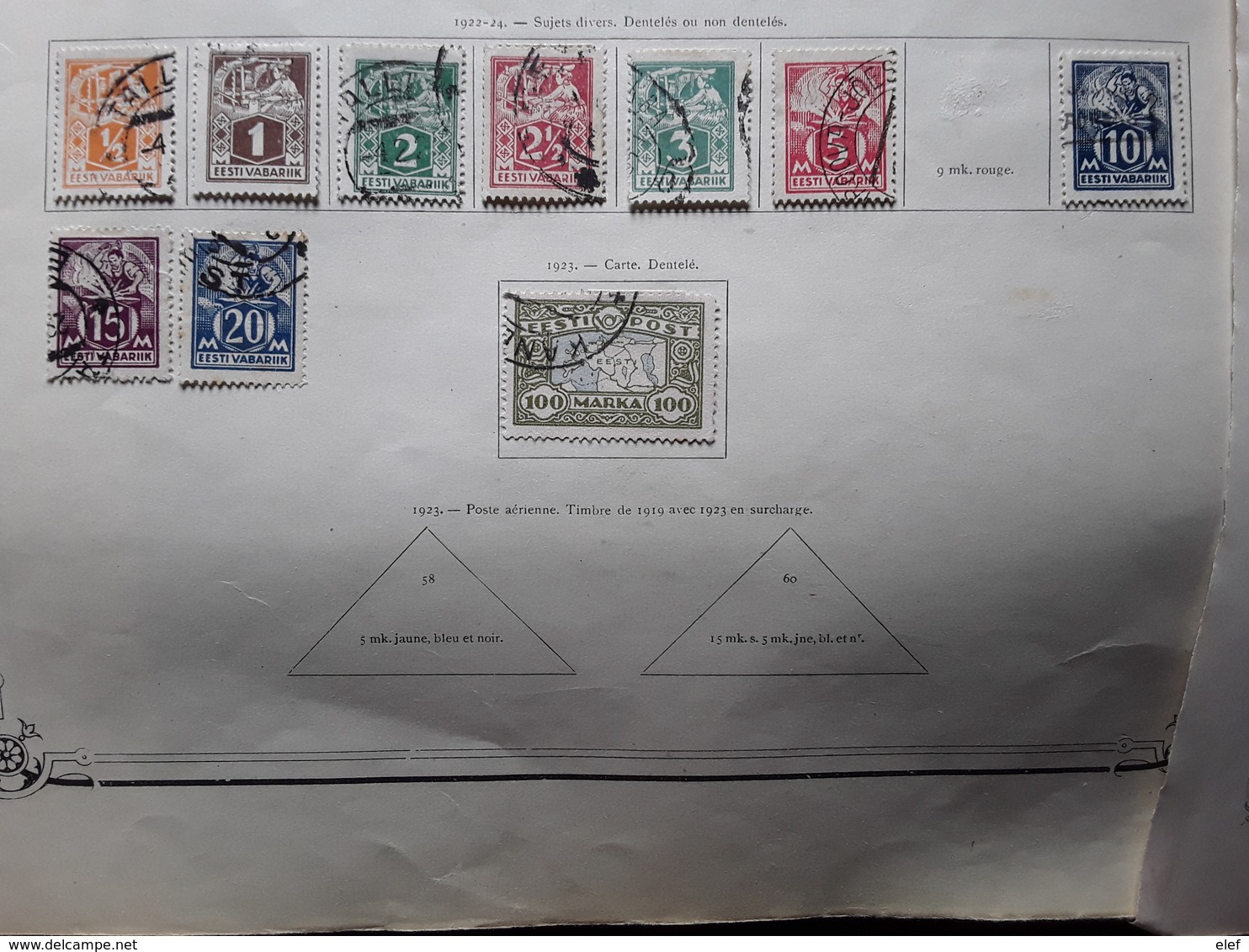 ESTONIE / Estland / Eesti Post, 1918 - 1941, collection de timbres entre no 1 et 168 neufs o sur page Album,tb cote 85 e