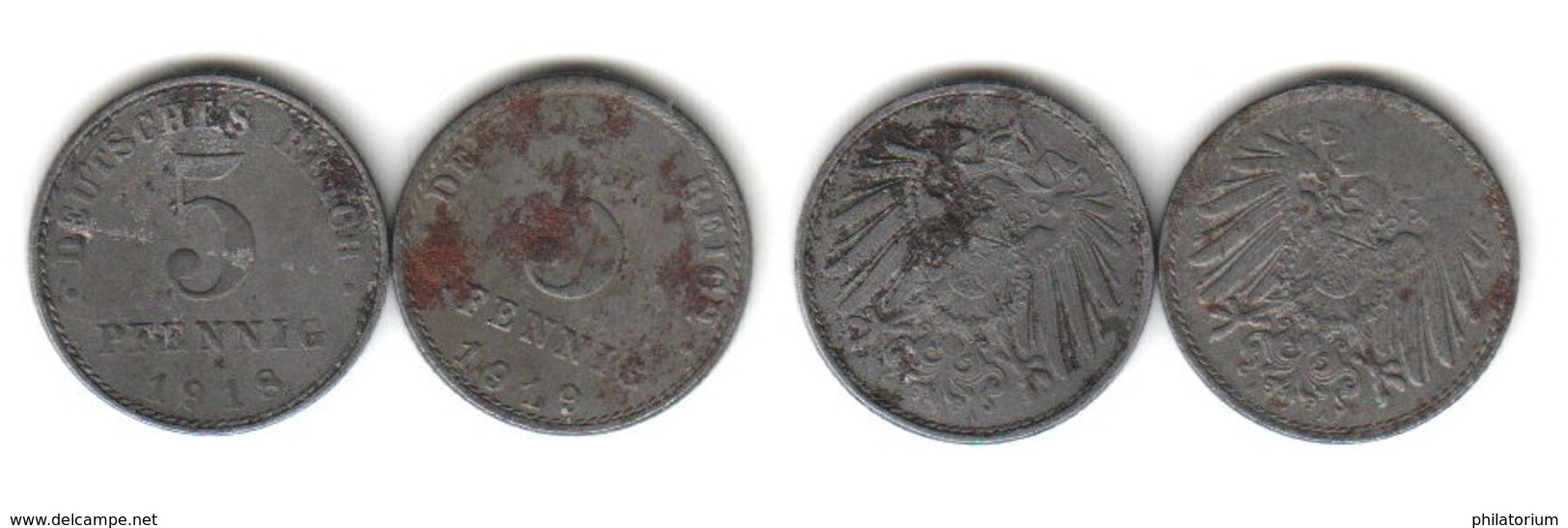 Allemagne  5 Pfennig  1918 A + 1919 A  Deutsches Reich - 5 Rentenpfennig & 5 Reichspfennig