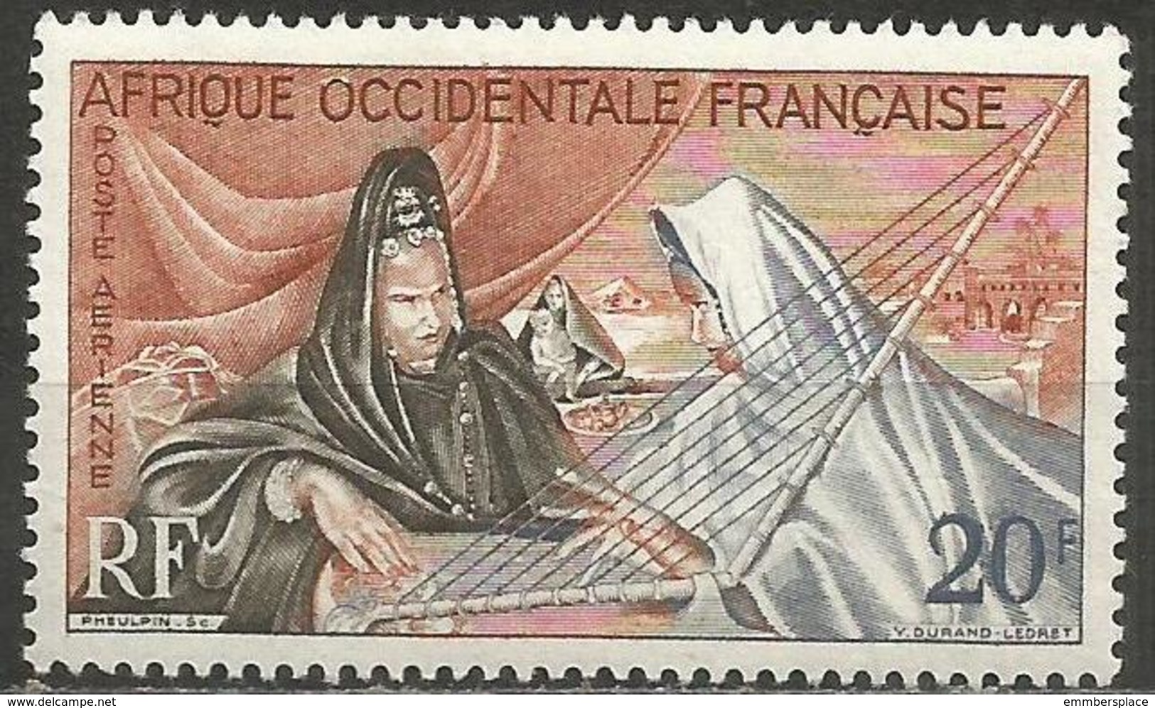 French West Africa - 1958 Ardin (harp) MNH **   Mi 101   Sc C28 - Unused Stamps