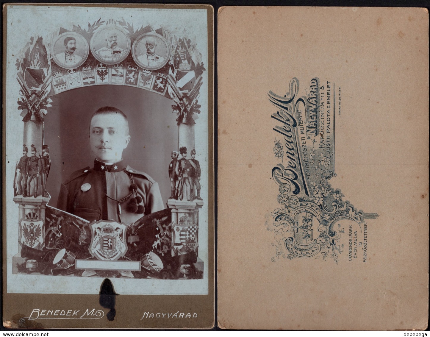 Romania - Oradea, Young Man In Uniform. 1880's CDV (160mm X 105mm), Benedek M.- Nagyvárad. Bihor. - Guerre, Militaire