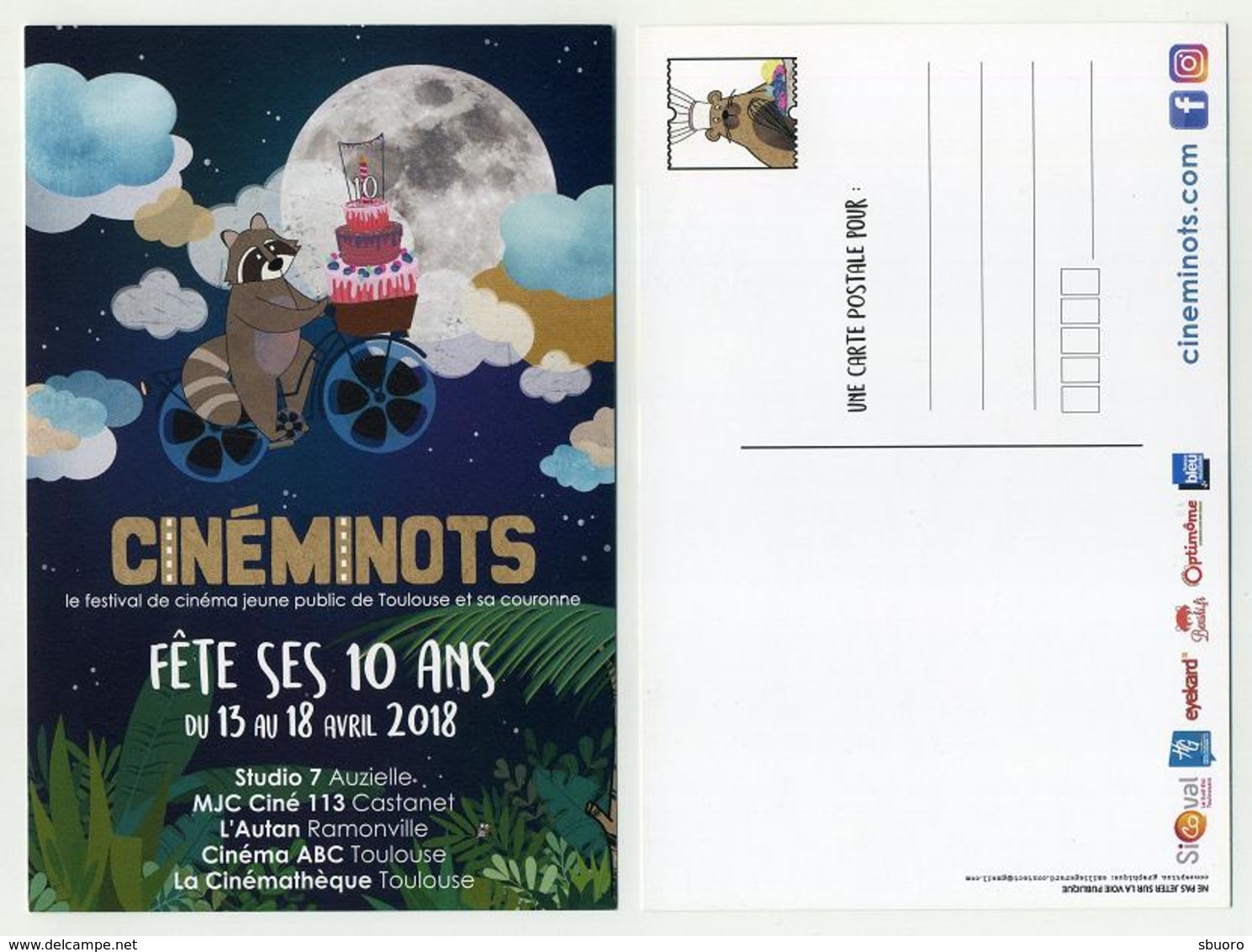 CP Pub Thème Cinéma - Cinéminots Fête Ses 10 Ans. Festival Cinéma Jeune Public - Affiches Sur Carte