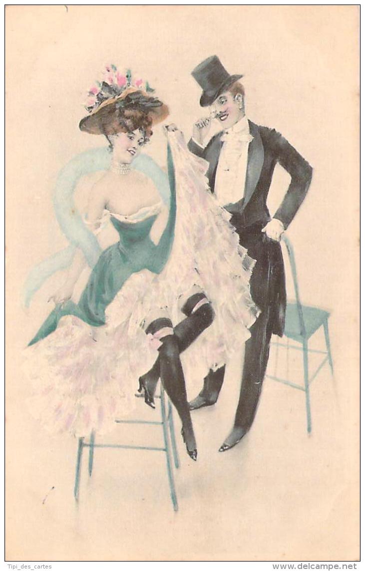 Illustrateur - Couple Dans L'intimité, Illustration Erotique Style Kirchner (colorisée) - Before 1900