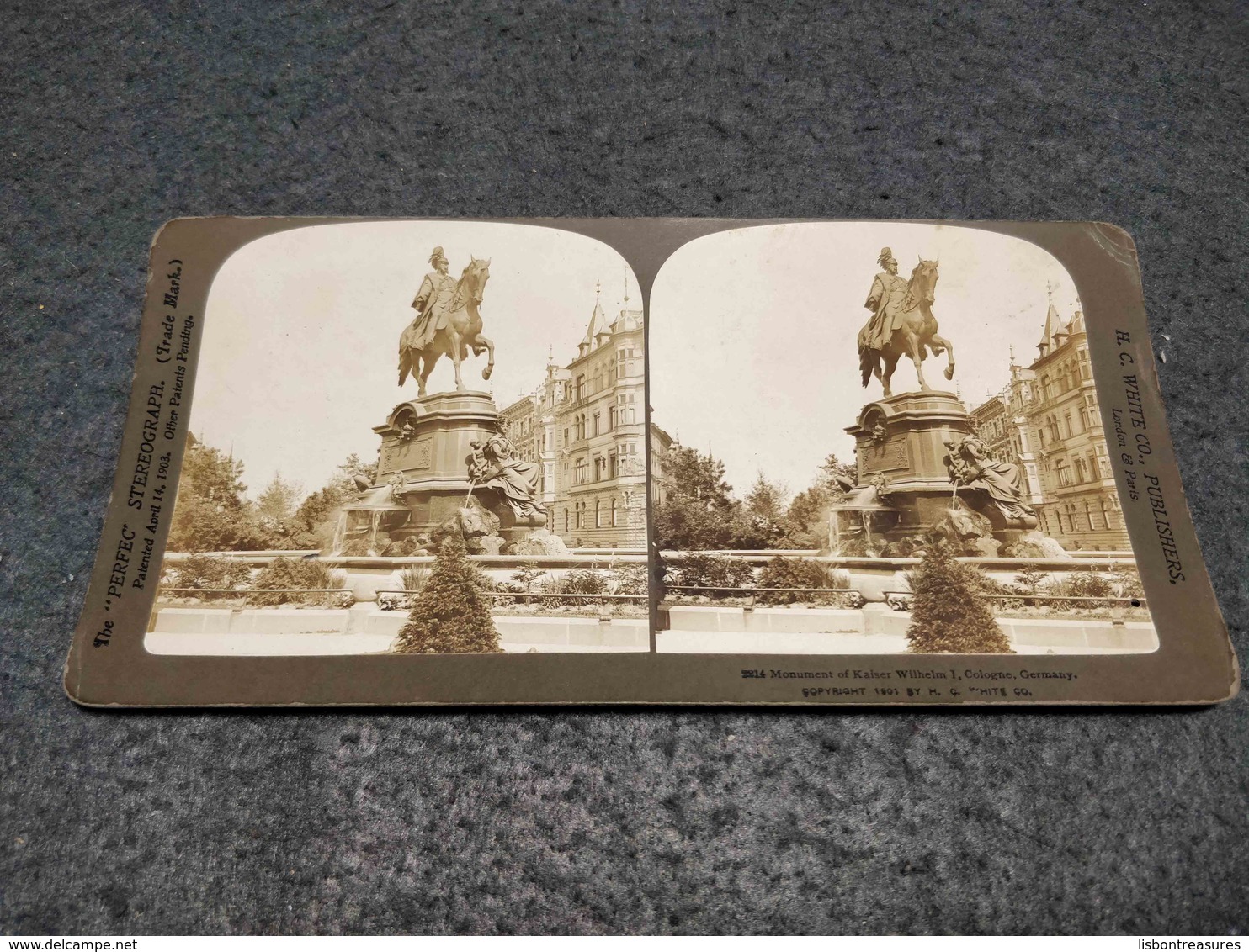 ANTIQUE STEREOSCOPIC REAL PHOTO GERMANY - MONUMENT OF KAISER WILHEIM I - COLOGNE Nº 2214 - Visionneuses Stéréoscopiques