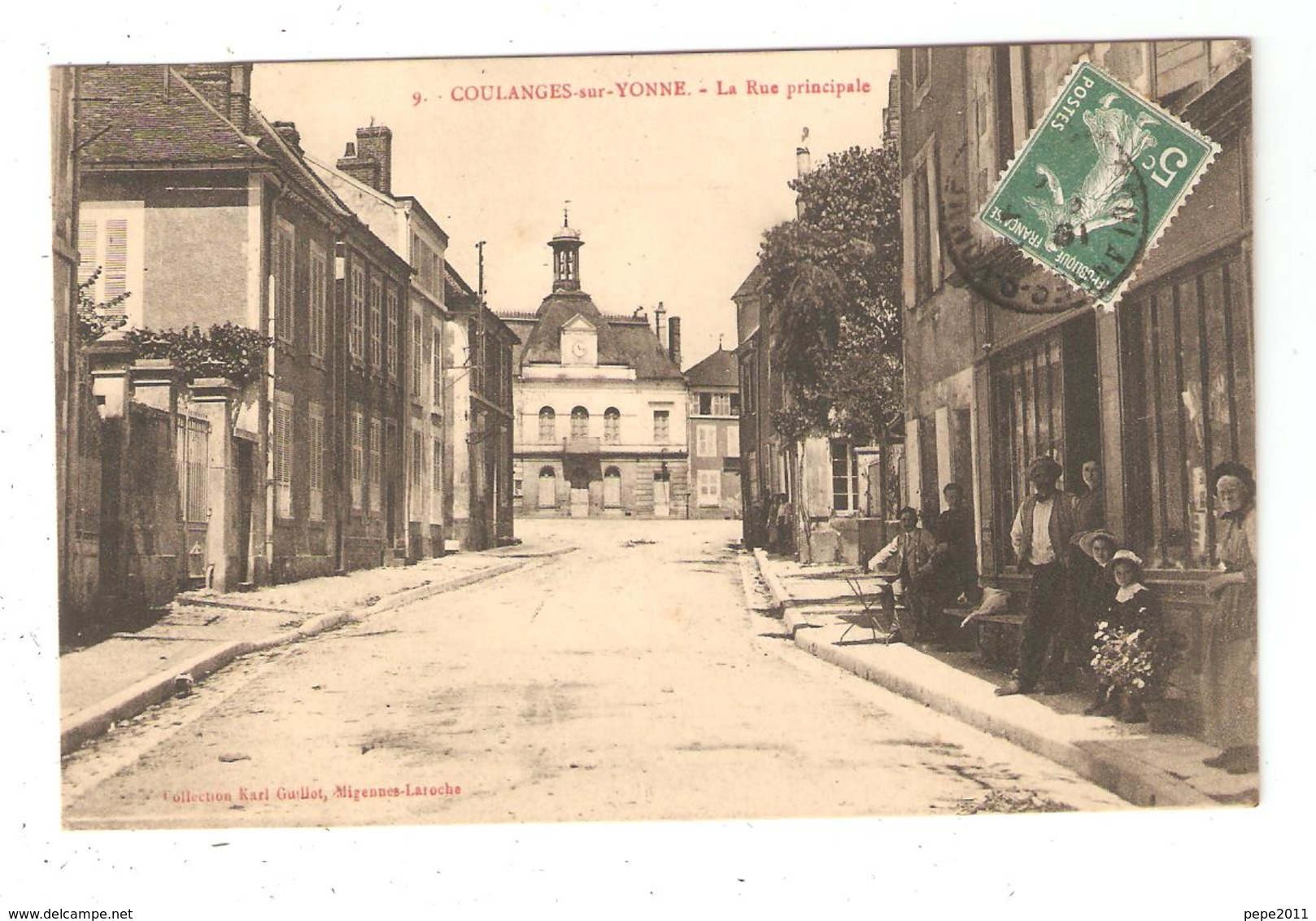 CPA89 COULANGES Sur YONNE Rue Principale Animation Maisons Mairie ( ?) - Coulanges Sur Yonne