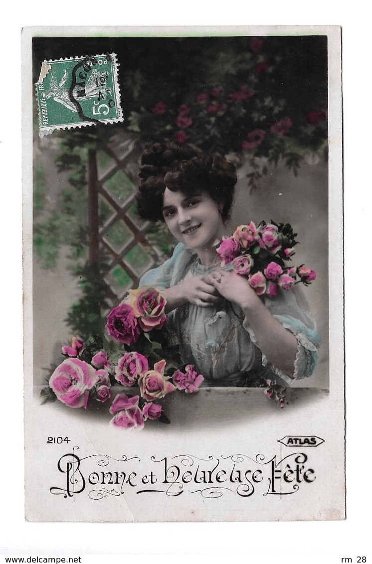 Bonne fête, heureuse fête : lot de 39 CPA (1907 à 1922, ABE à TBE) voir les 40 scans et le descriptif