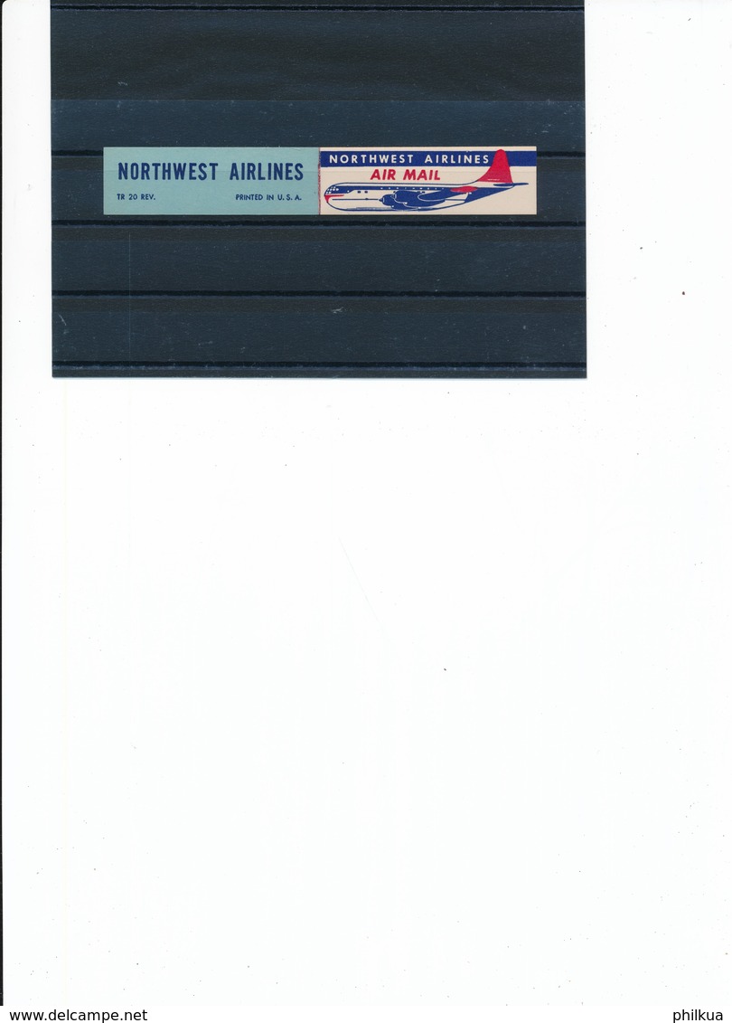 NORTHWEST AIRLINES - AIR MAIL -Aufkleber - TR 20 REV. - Printed In U.S.A. - Ungebraucht - Stickers