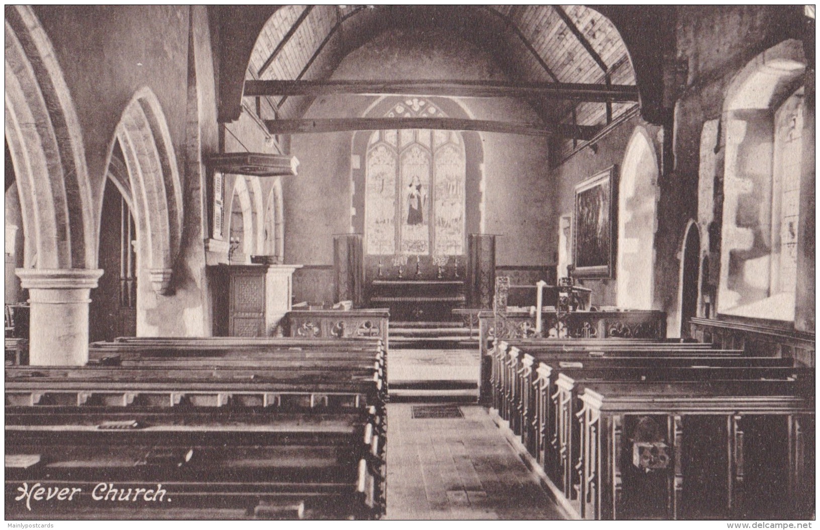 AO94 Hever Church - Interior View, 1910 Postcard - Other & Unclassified