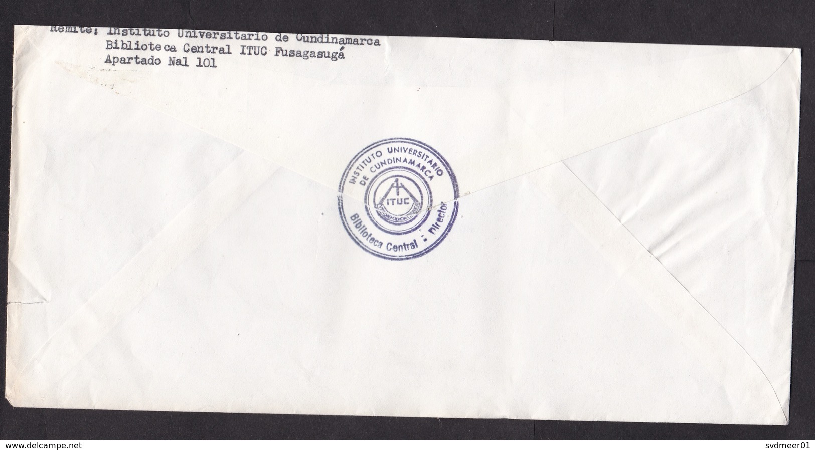 Colombia: Cover To Netherlands, 1987, 2 Stamps, Bach, Music Composer, Rare Real Use (minor Damage, See Scan) - Colombia