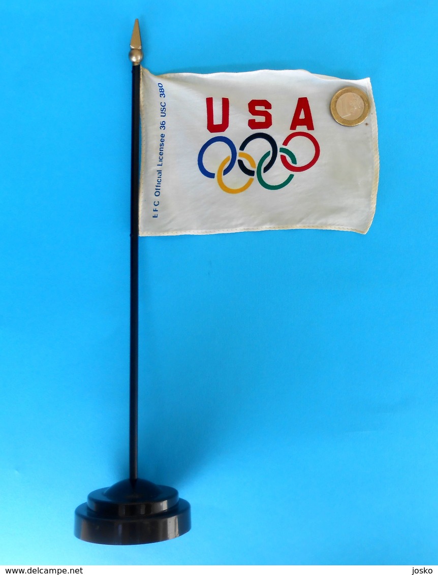 USA NOC .... Original Vintage Official Olympics Table Pennant * Olympic Games Jeux Olympiques Olympia Olympiad Olympiade - Apparel, Souvenirs & Other