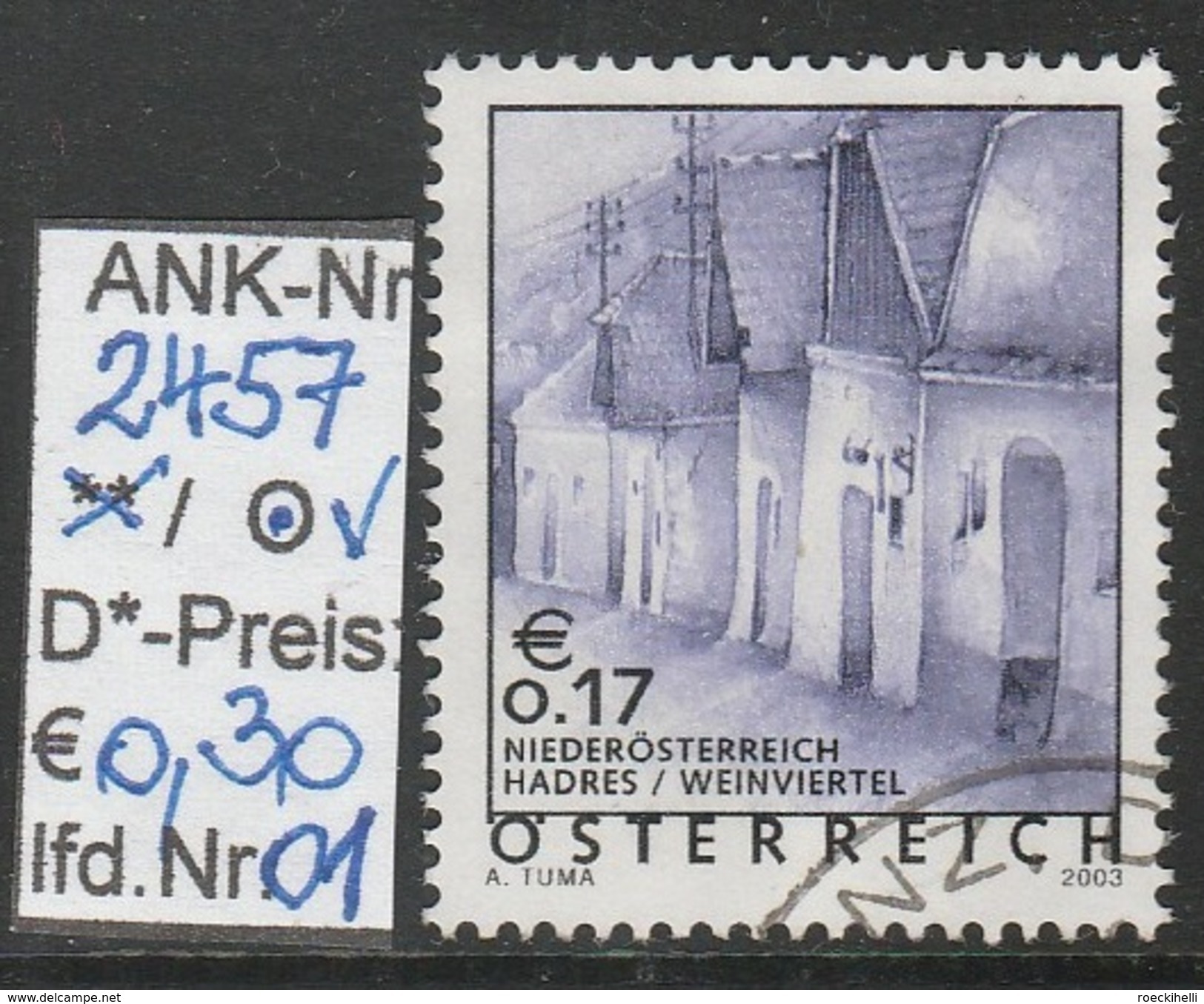 2.6.2003 -  FM/DM-Erg.Wert "Ferienland Österr.- Hadres N.Ö."  -  O Gestempelt -  Siehe Scan (2457o 01-07,09-11) - Gebraucht