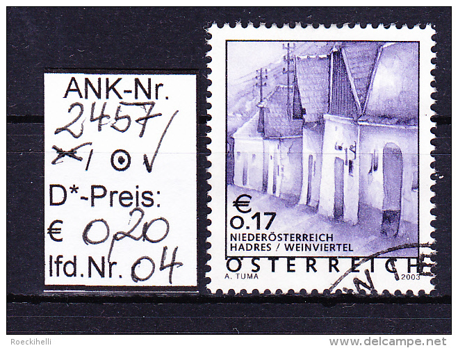 2.6.2003 -  FM/DM-Erg.Wert "Ferienland Österr.- Hadres N.Ö."  -  O Gestempelt -  Siehe Scan (2457o 01-07,09-11) - Gebraucht