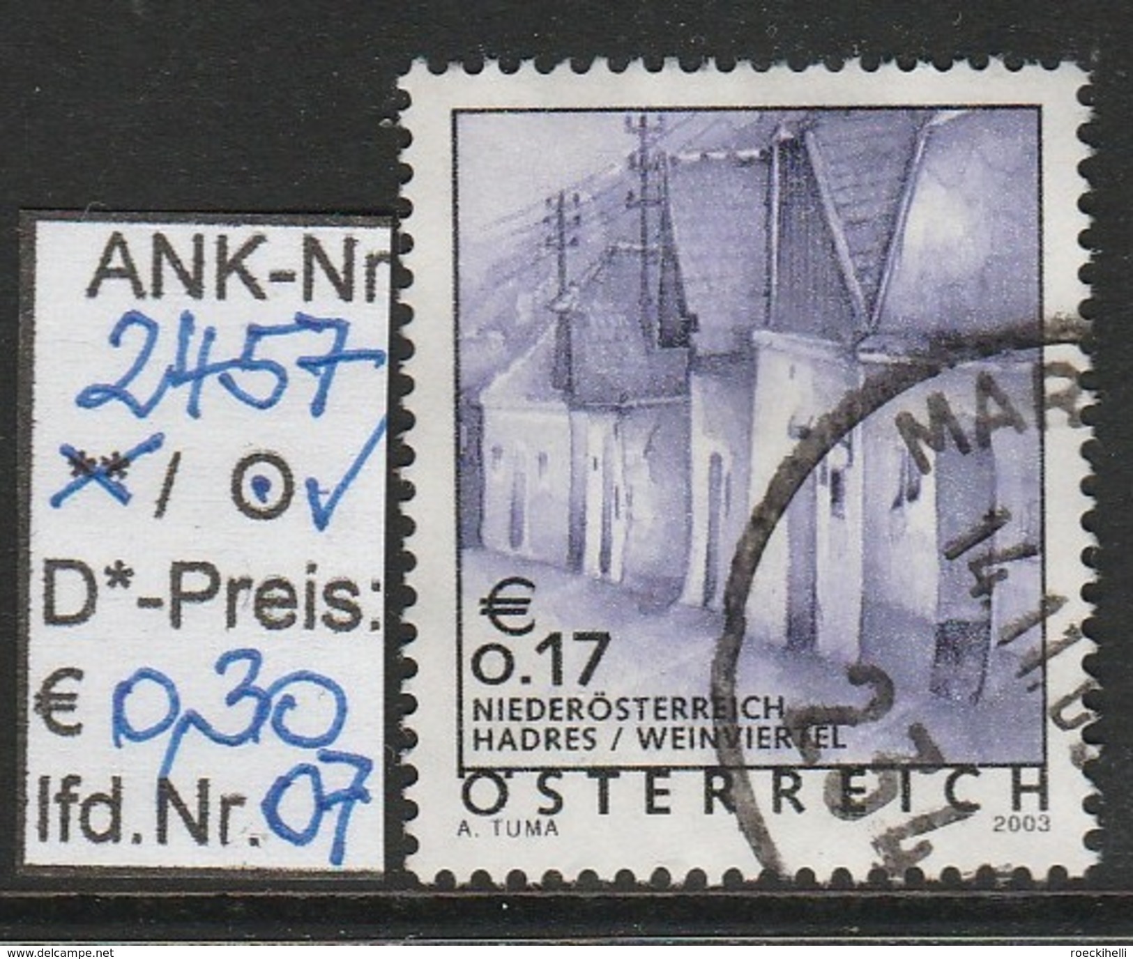 2.6.2003 -  FM/DM-Erg.Wert "Ferienland Österr.- Hadres N.Ö."  -  o gestempelt -  siehe Scan (2457o 01-07,09-11)