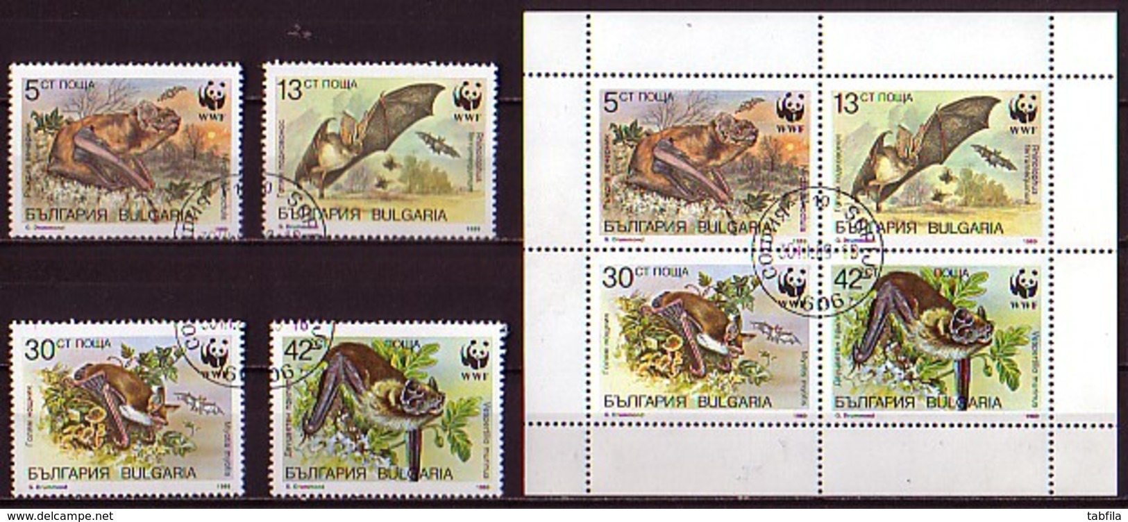 BULGARIA - 1989 -WWF - Protection De La Nature - Chauves-souris - 4v + PF  Obl. - Usados