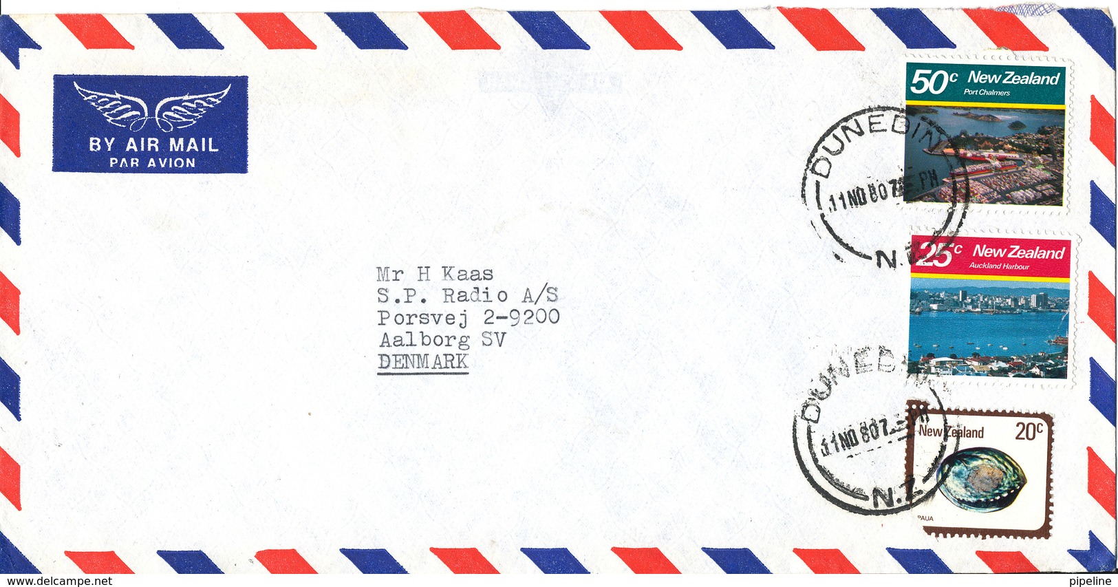 New Zealand Air Mail Cover Sent Denmark Dunedin 11-11-1980 Topic Stamps (one Stamp Damaged) - Poste Aérienne