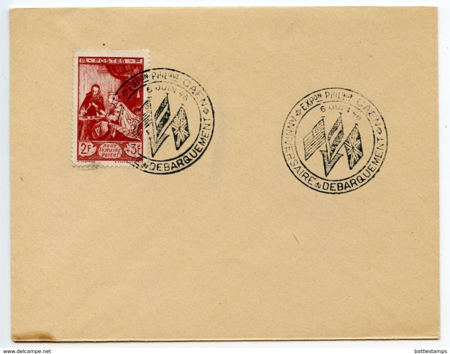 France 1946 Caen Philatelic Exhibition, D-Day Anniversary Cover - Commemorative Postmarks