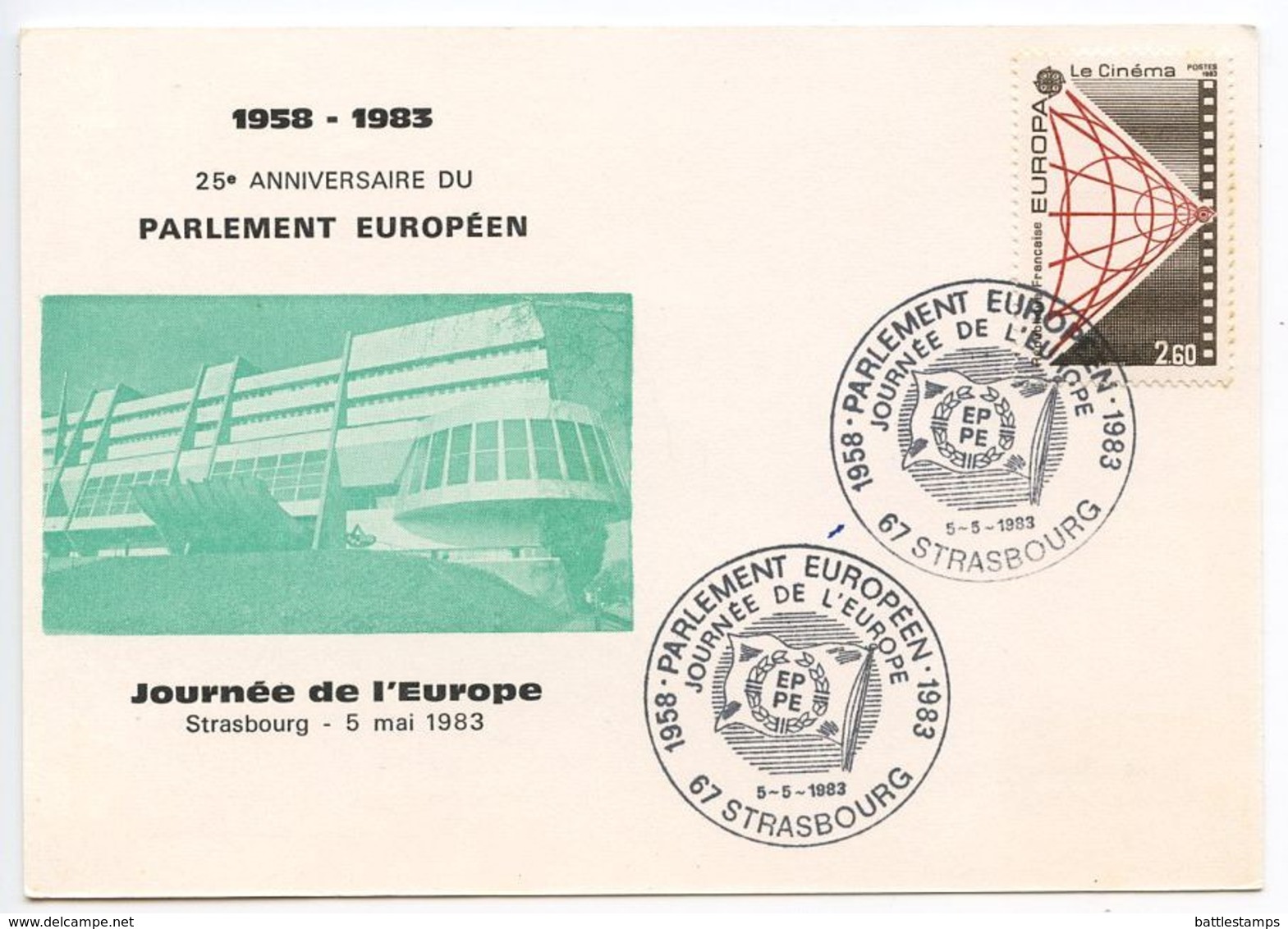 France 1983 Strasbourg, European Parliament 25th Anniversary Postcard - Commemorative Postmarks