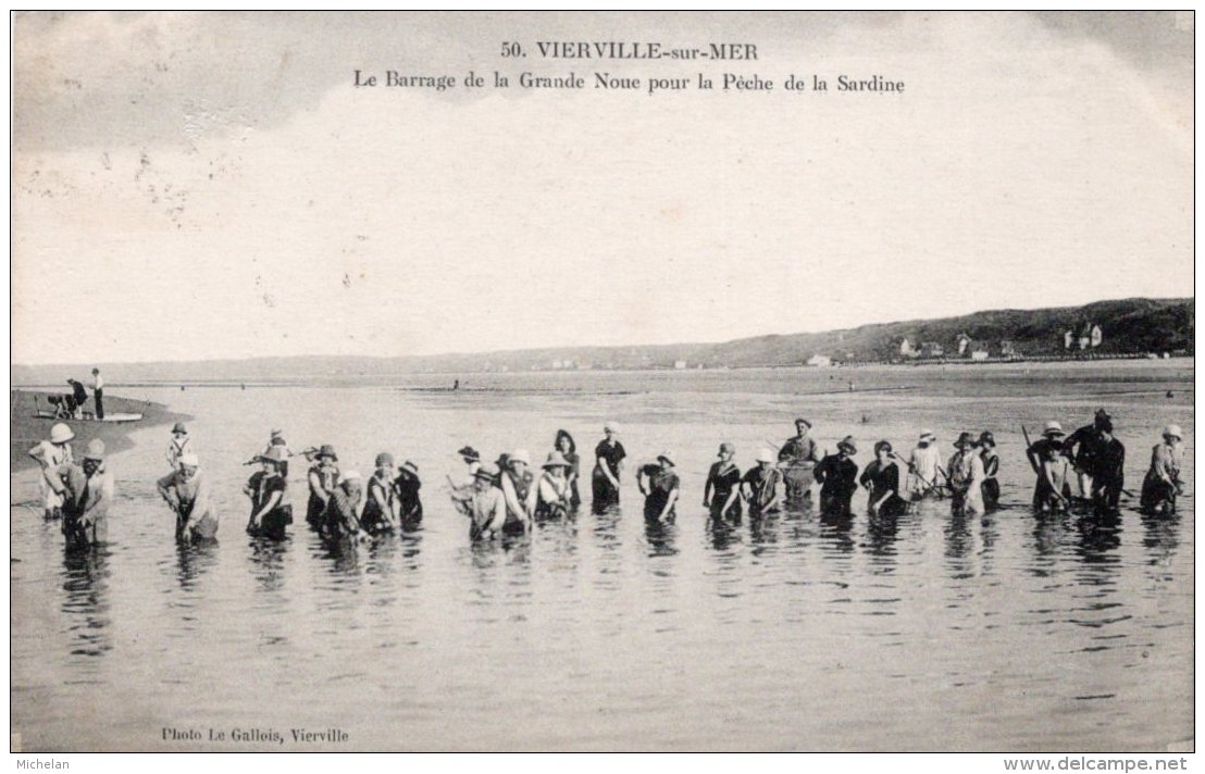 CPA     14     VIERVILLE-SUR-MER---LE BARRAGE DE LA GRANDE NOUE POUR LA PECHE DE LA SARDINE - Autres & Non Classés