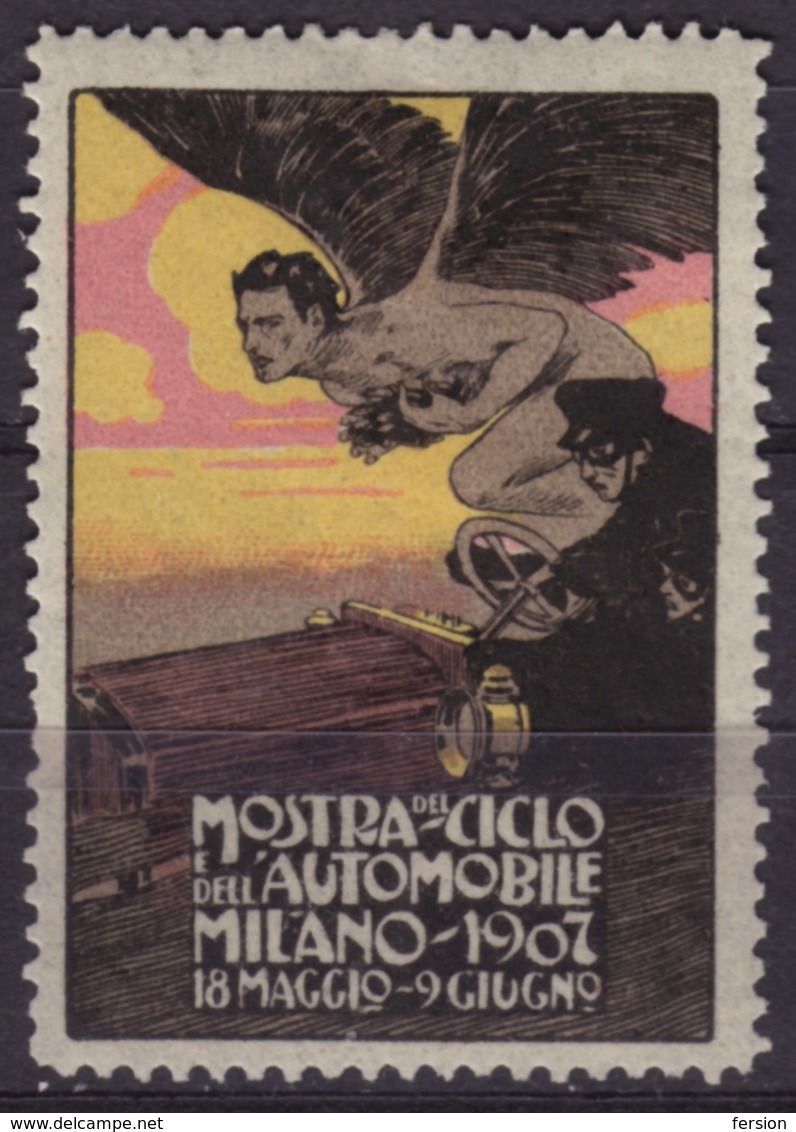 Milano Fair Exhibition Oldsmobile Oldtimer Veteran Auto Retro Car AUTOMOBILE 1907 Italy Label Vignette Cinderella MH - Voitures