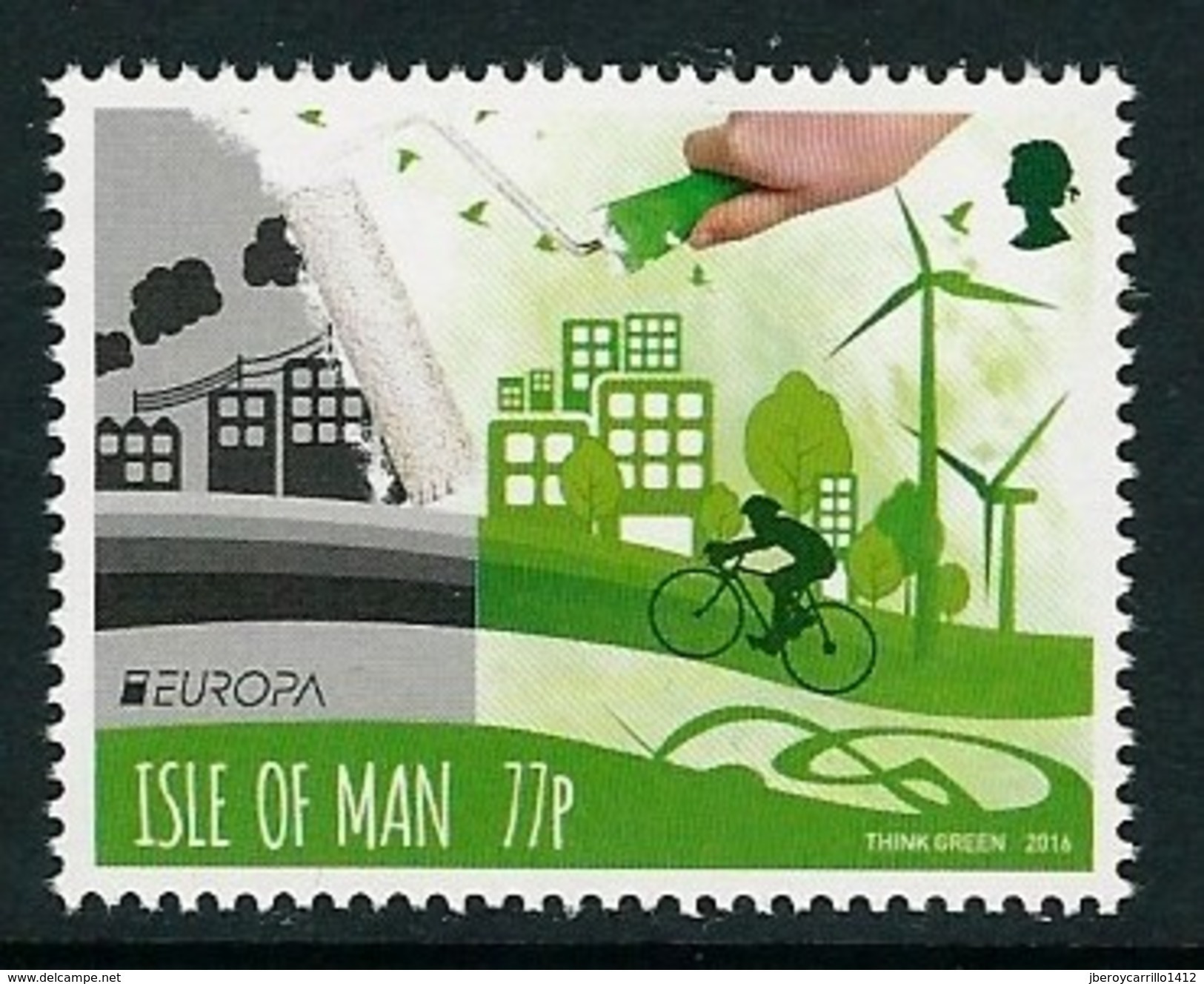 MAN, ISLE Of - EUROPA 2016 -THÈME " ECOLOGIE- PENSAR En VERD- THINK GREEN"- SÈRIE De 1 V.  TYPE  B - 2016