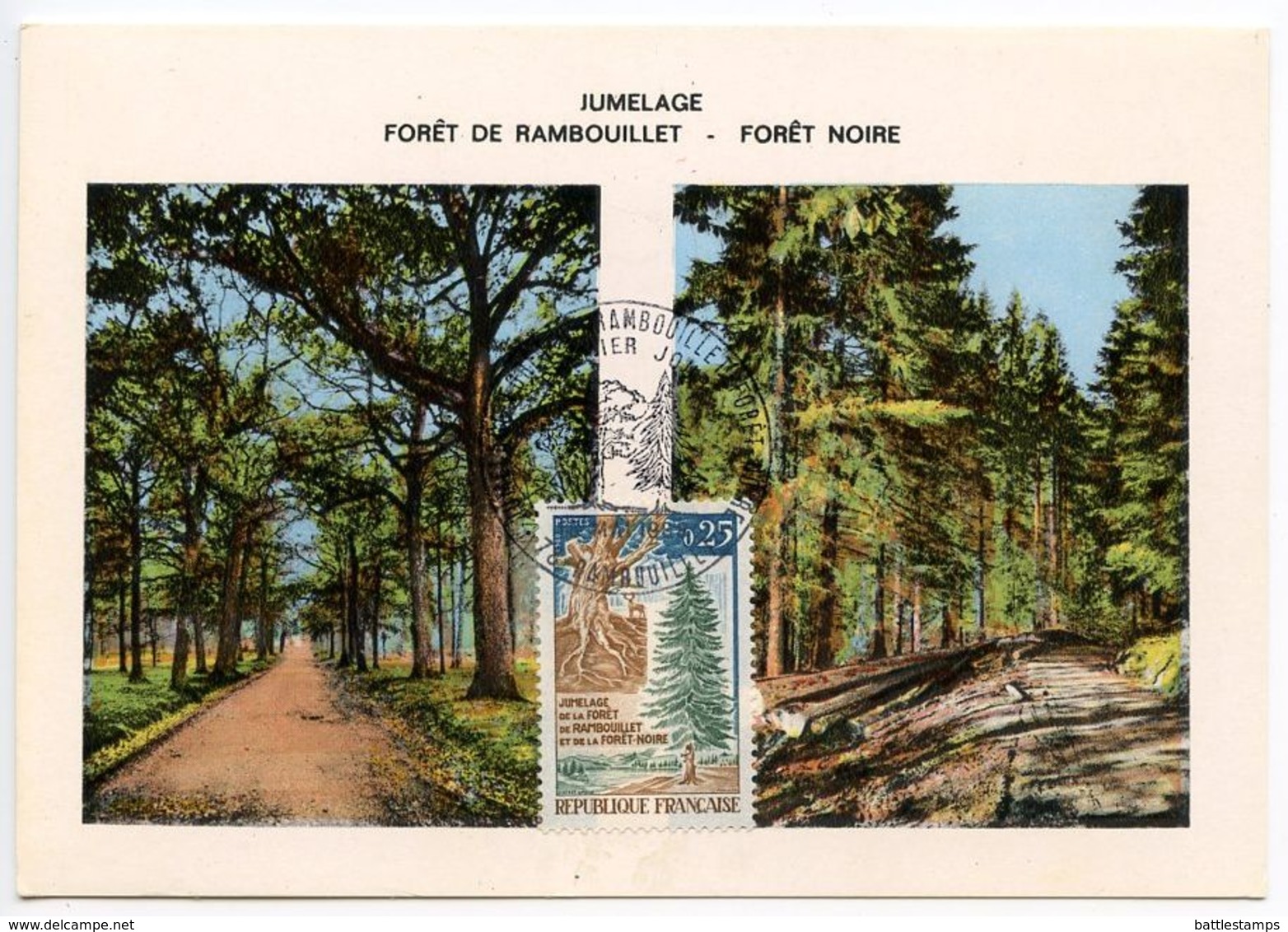 France 1968 Scott 1214 FDC Postcard Rambouillet & Black Forests - 1960-1969