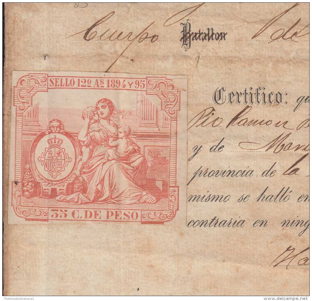 IMP-60 CUBA SPAIN ESPAÑA (LG-1344) 1883 IMPUESTOS REVENUE. ARMY EJERCITO DOC. - Portomarken