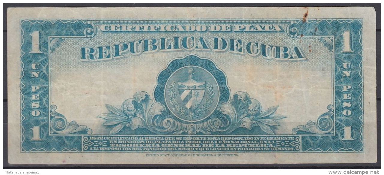 1938-BK-56 CUBA REPUBLICA. 1$ 1938 CERTIFICADO DE PLATA. SILVER CERTIFICATE. - Cuba