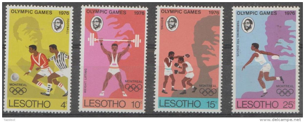 LESOTHO - 1976 Olympic Games - Soccer, Map. Scott 209-212. MNH ** - Lesotho (1966-...)