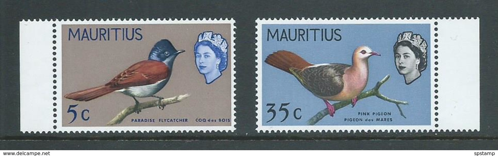 Mauritius 1966 5c & 35c Bird Definitives Sideways Watermark MNH - Mauritius (1968-...)