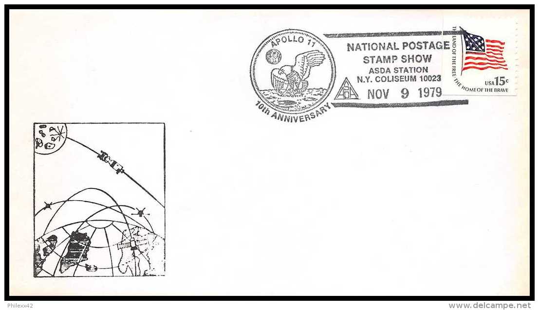 8232/ Espace (space Raumfahrt) Lettre (cover Briefe) 9/11/1979 10 Anniversary Apollo 11 Stamp Show USA - United States