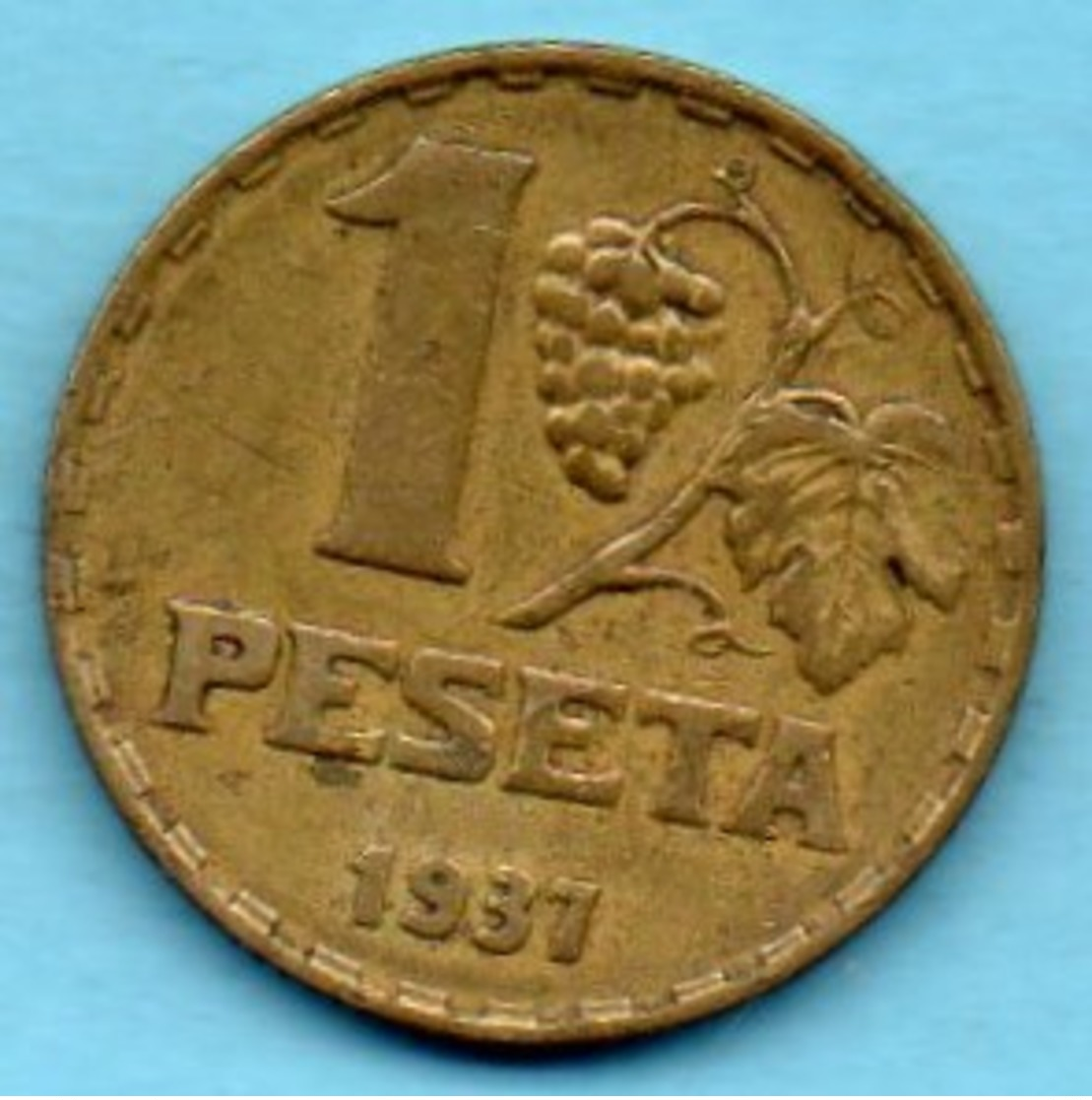 (r65)  ESPAGNE / SPAIN   1 PESETA 1937  Km#755 - 1 Peseta