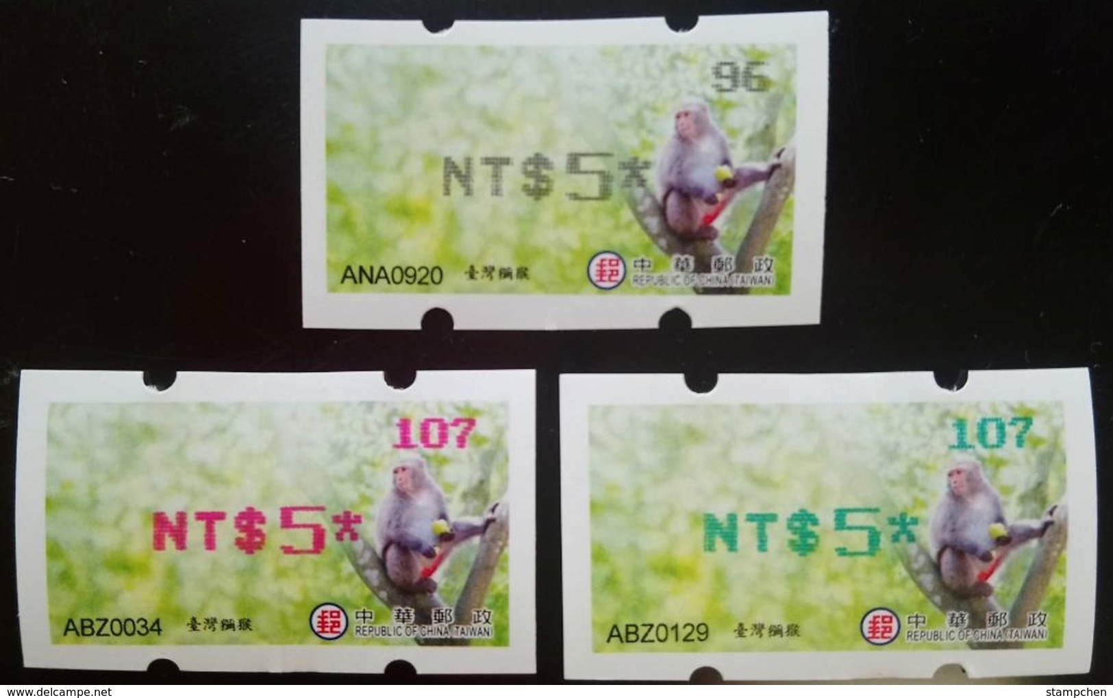 3 Colors 2018 ATM Frama Stamp-Formosan Macaque Monkey- Forest Unusual - Machine Labels [ATM]