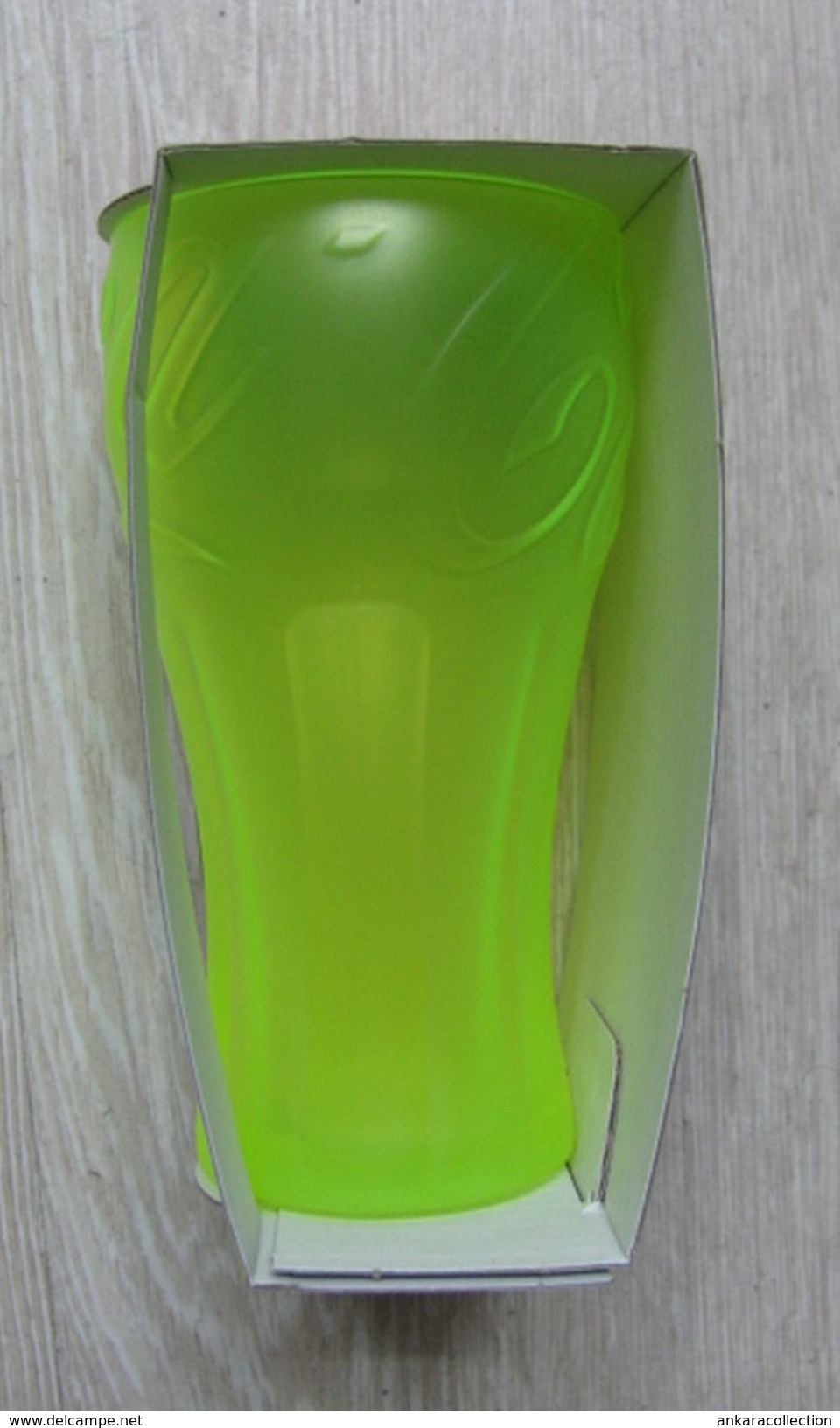 AC - COCA COLA NEON GREENISH COLORED GLASS  TUMBLER GLASS IN BOX FROM TURKEY - Mugs & Glasses