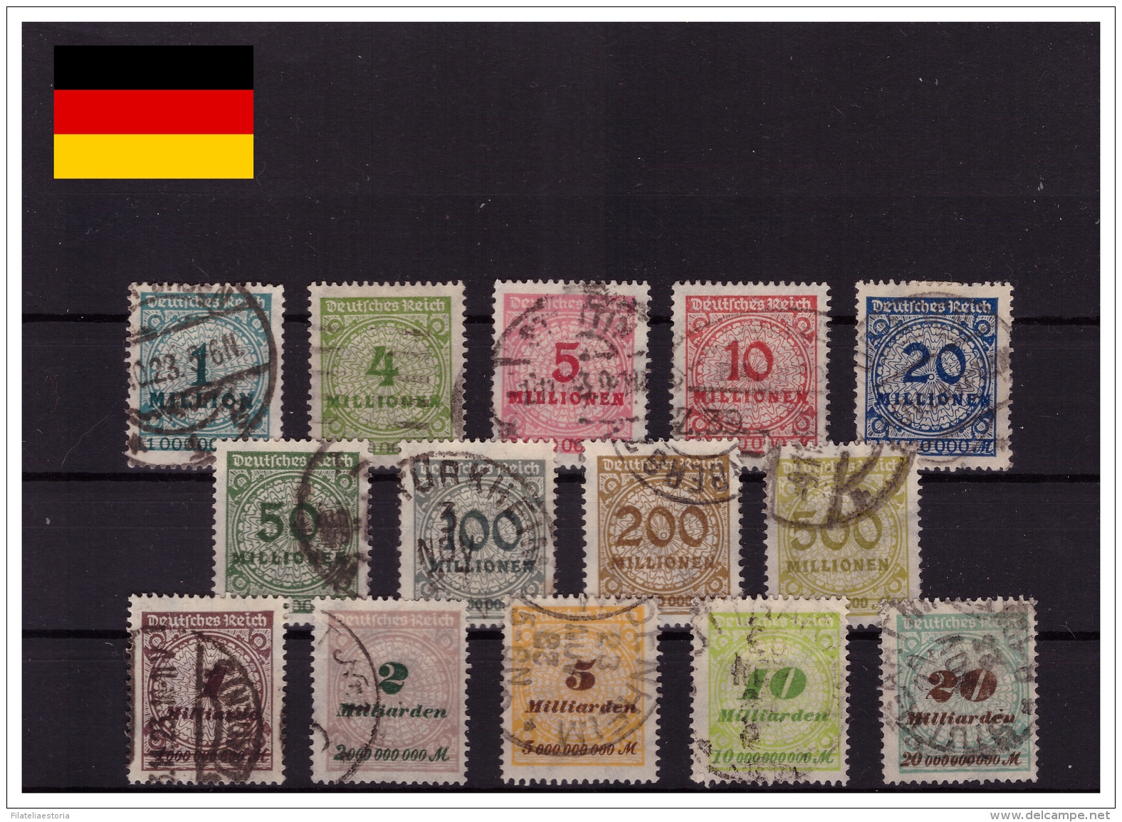 République De Weimar 1923/1924 - Oblitéré - Chiffres - Michel Nr. 314A 316A-319A 321A-329A - V.C. 30,70 Â€ ! (ger1512) - Used Stamps