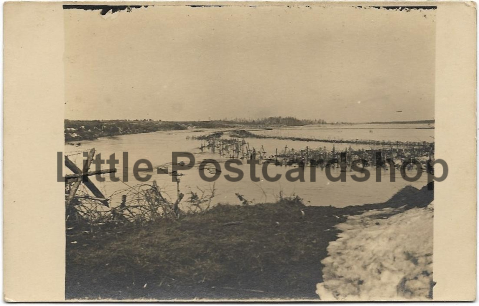 Foto Hochwasser Der Schtschara Vor Dem Schützengraben Russland 1917 Ostfront Baranowitschi Weissrussland Landwehr IR 72 - War 1914-18