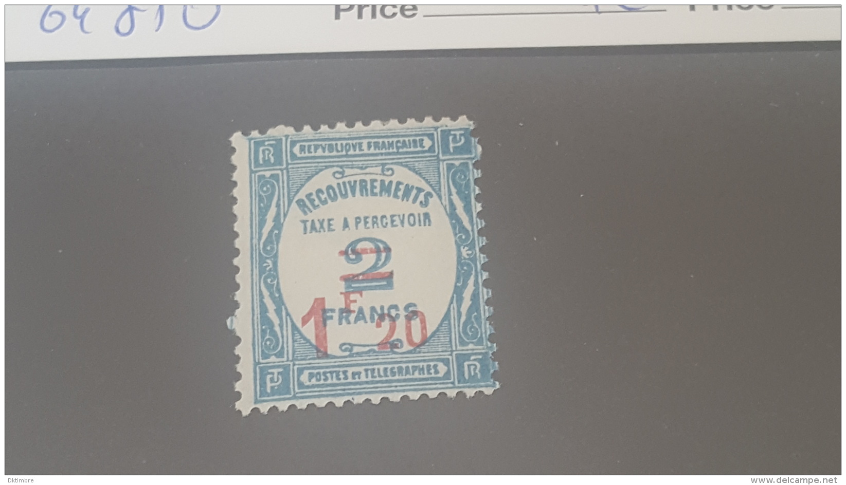 LOT 405357 TIMBRE DE FRANCE NEUF* N°64 VALEUR 50 EUROS - 1859-1959 Nuovi