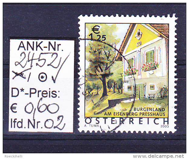 30.5.2003  - FM/DM "Ferienland Österr.- Presshaus Eisenberg"  -  O  Gestempelt -  Siehe Scan  (2452o 02-04,06-14) - Gebraucht