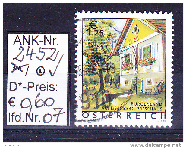 30.5.2003  - FM/DM "Ferienland Österr.- Presshaus Eisenberg"  -  O  Gestempelt -  Siehe Scan  (2452o 02-04,06-14) - Gebraucht