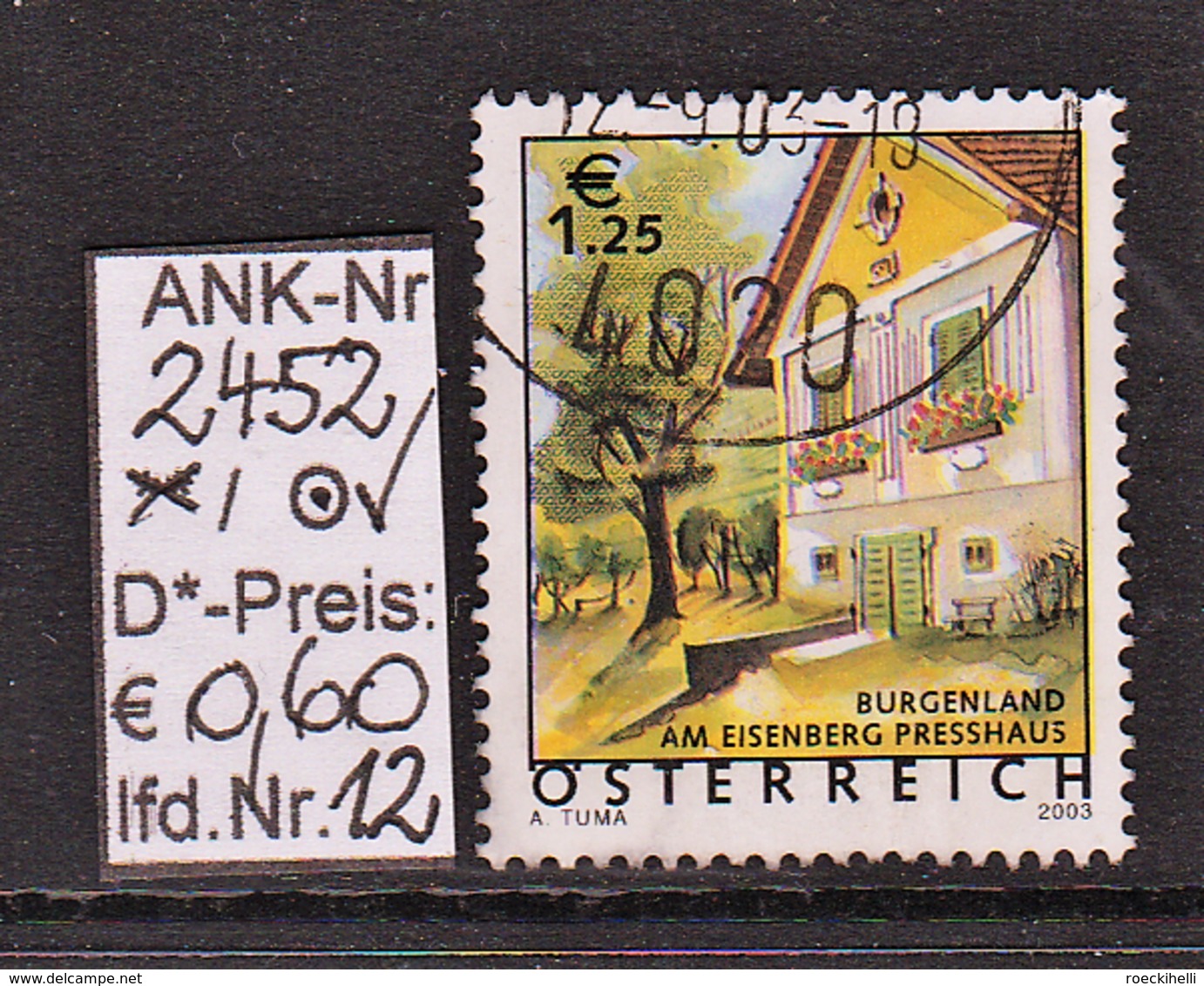 30.5.2003  - FM/DM "Ferienland Österr.- Presshaus Eisenberg"  -  o  gestempelt -  siehe Scan  (2452o 02-04,06-14)