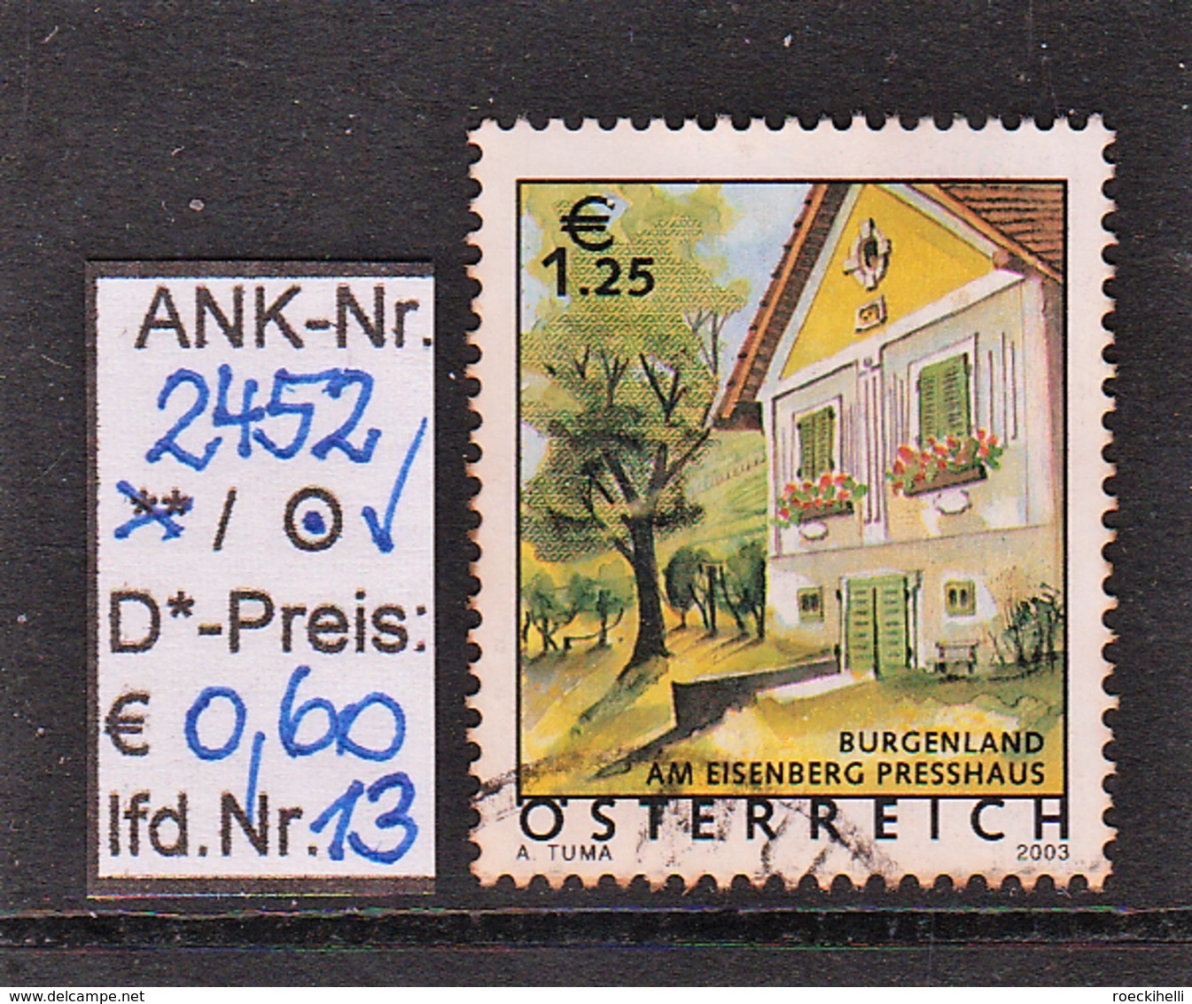 30.5.2003  - FM/DM "Ferienland Österr.- Presshaus Eisenberg"  -  o  gestempelt -  siehe Scan  (2452o 02-04,06-14)