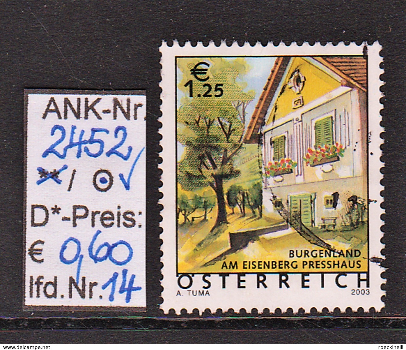 30.5.2003  - FM/DM "Ferienland Österr.- Presshaus Eisenberg"  -  o  gestempelt -  siehe Scan  (2452o 02-04,06-14)