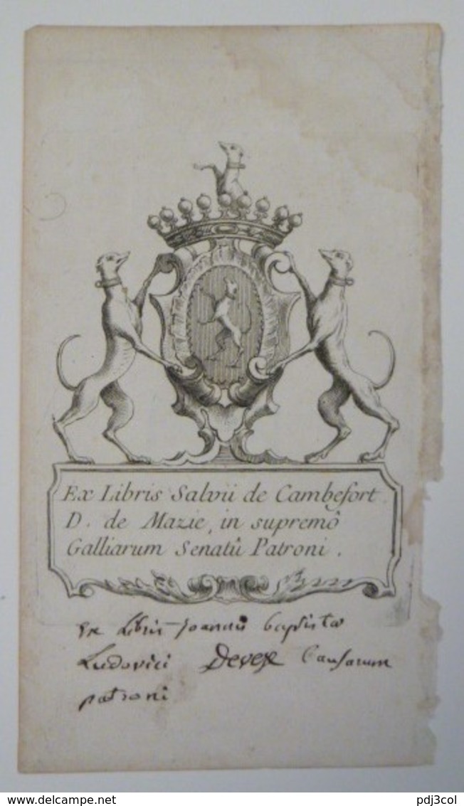 Ex-libris Armorié Français XVIIIème - Salvii De Cambefort D. De Mazie, In Supremo Galliarum Senatu Patroni - Ex Libris