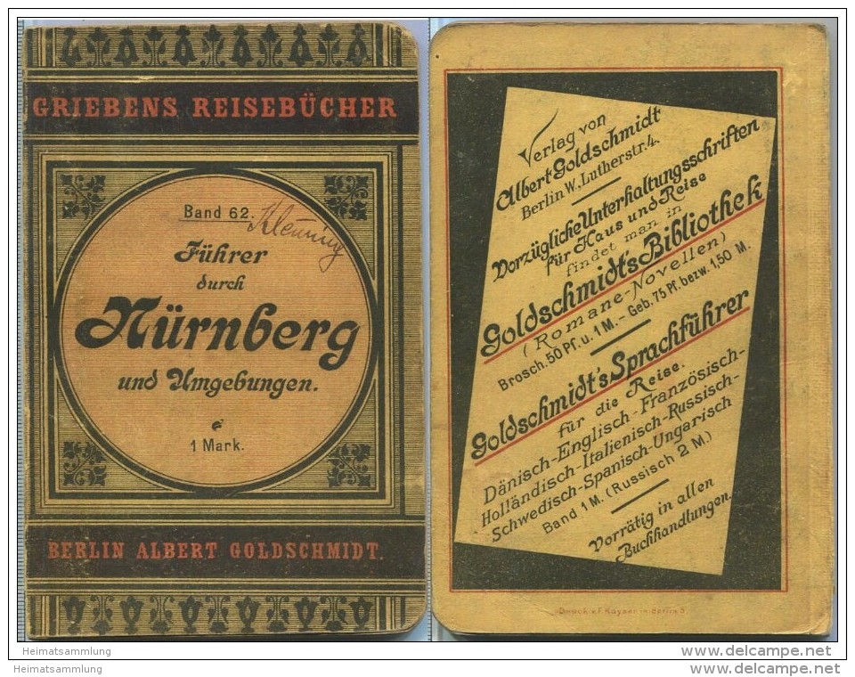 Nürnberg Und Umgebung - 10. Auflage 1900 - 88 Seiten - Mit Einer Karte - Band 62 Der Griebens Reiseführer - Bavière