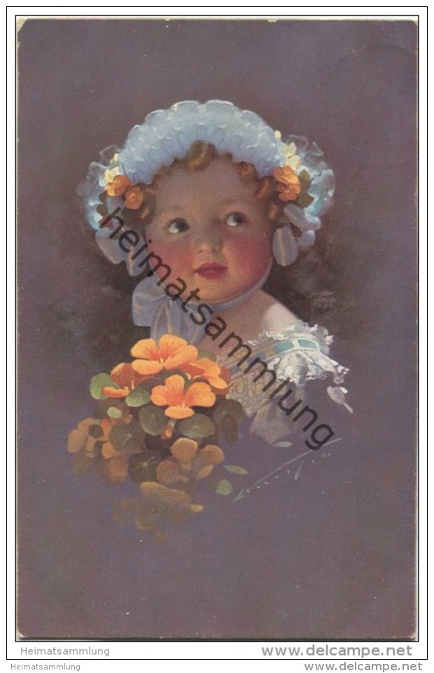 Kleines Mädchen Mit Mütze Und Blumen - Ludwig Knoefel - Verlag Novitas GmbH Berlin Nr. 10664 Gel. 1913 - Knoefel, Ludwig