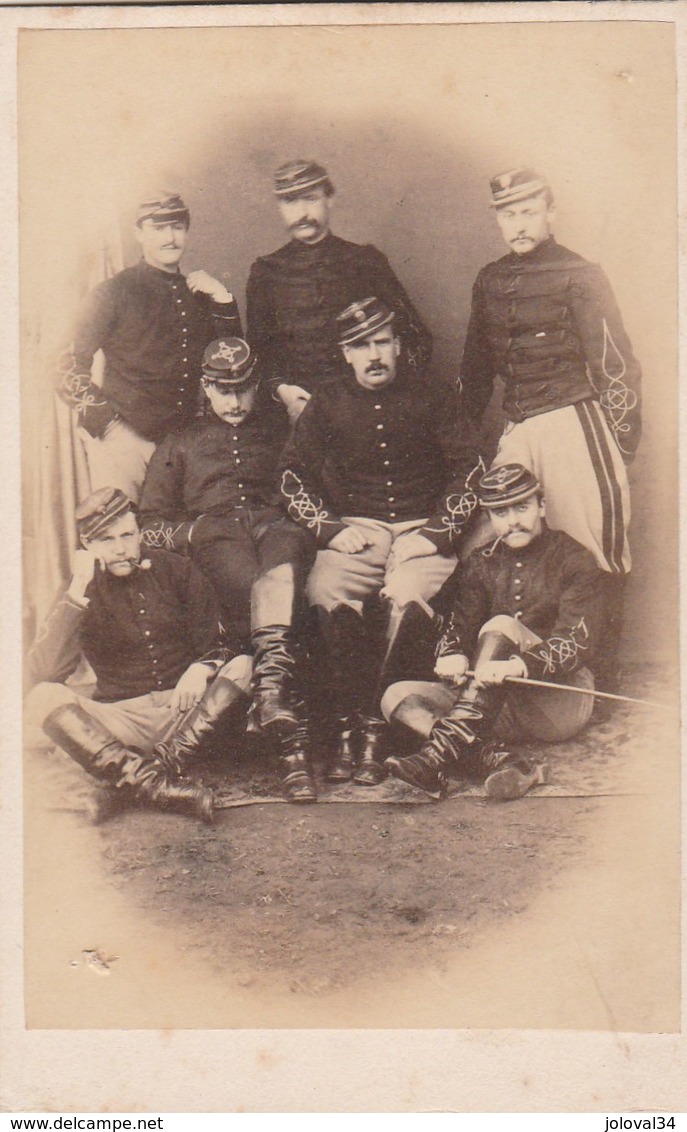 Photo Carte De Visite N° 16 - 6 Militaires - Soldat Belge - Anciennes (Av. 1900)