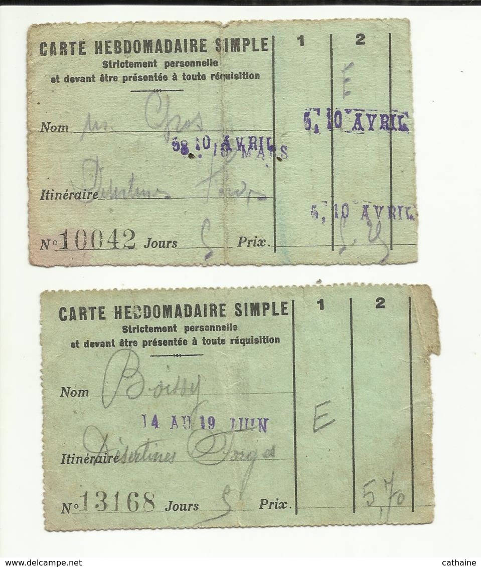 03 . DESERTINES . TICKET DE TRANSPORTS HEBDOMADAIRE . " DESERTINES - FORGES " - Europe