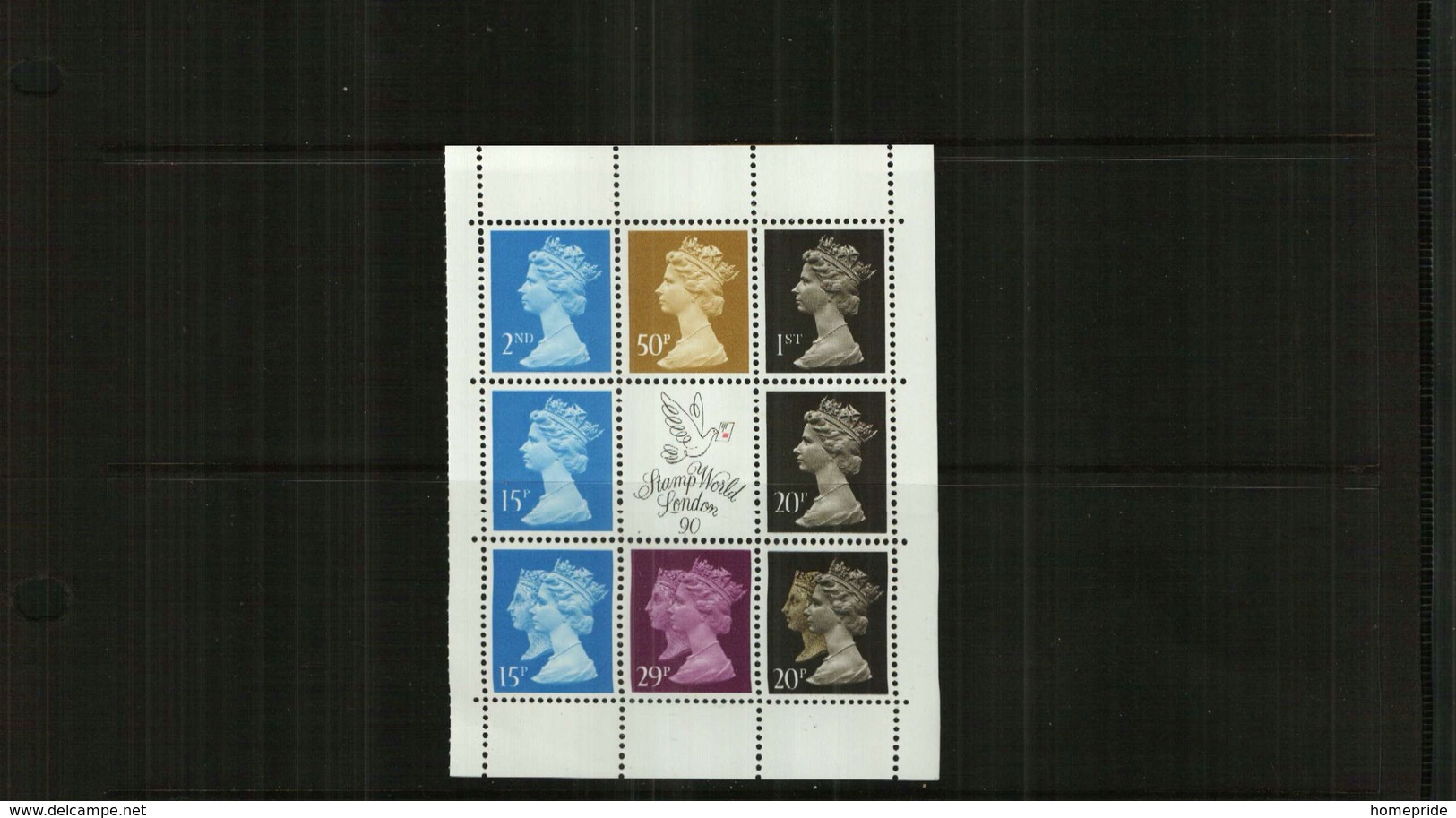 GREAT BRITAIN - QEII - 1990 - BOOKLET PANE -  8 Stamps + Label - Stamp World London - Unused Stamps