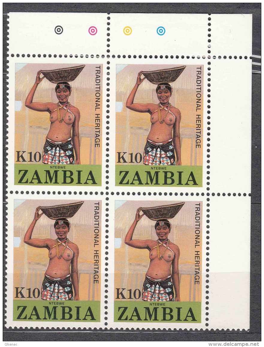 Zambia 1987 Mi#436 Mint Never Hinged Piece Of Four - Zambia (1965-...)