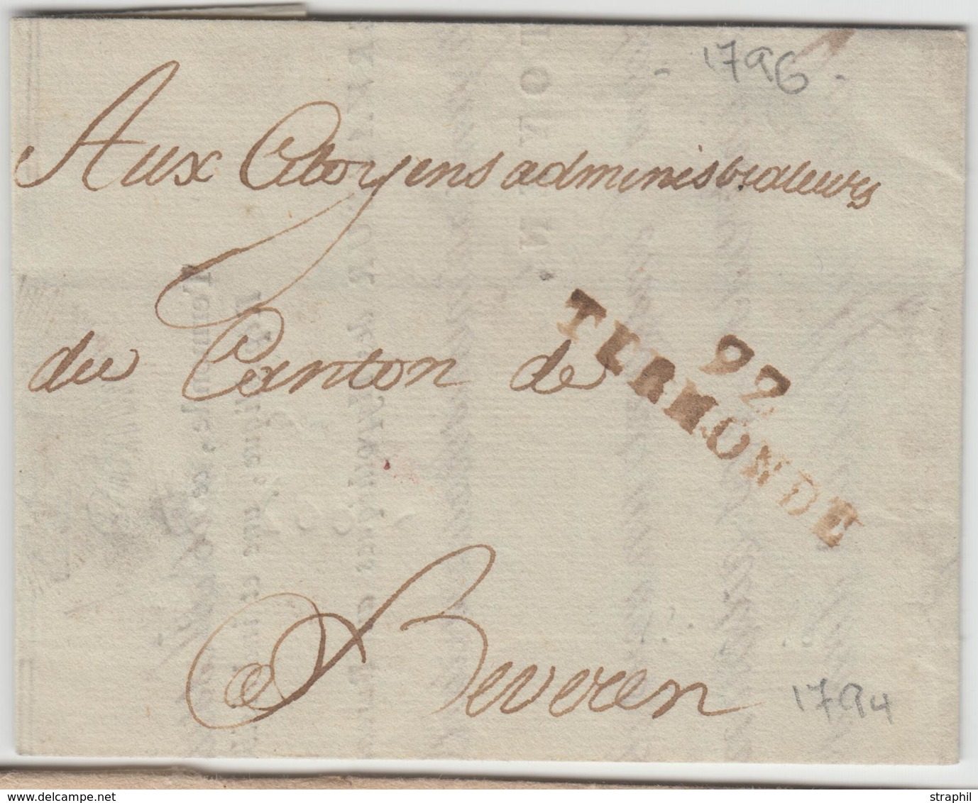 LAC 92 TERMONDE (Rge) - Du 26 Messidor An 4 (1796) - Pe Beveren - TB - 1801-1848: Précurseurs XIX