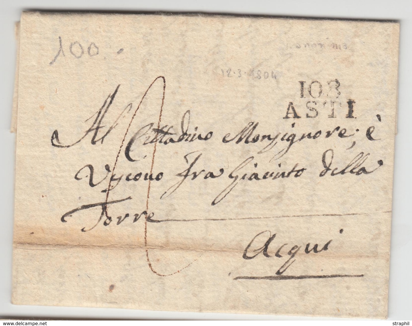 LAC 108 ASTI - 12 Mars 1804 - Pr Acqui - TB - 1801-1848: Précurseurs XIX